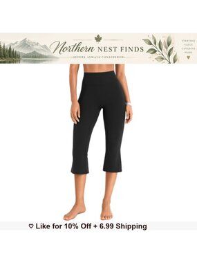 High Waist Capri Flare Leg Yoga Pants Ruched Booty Lifting